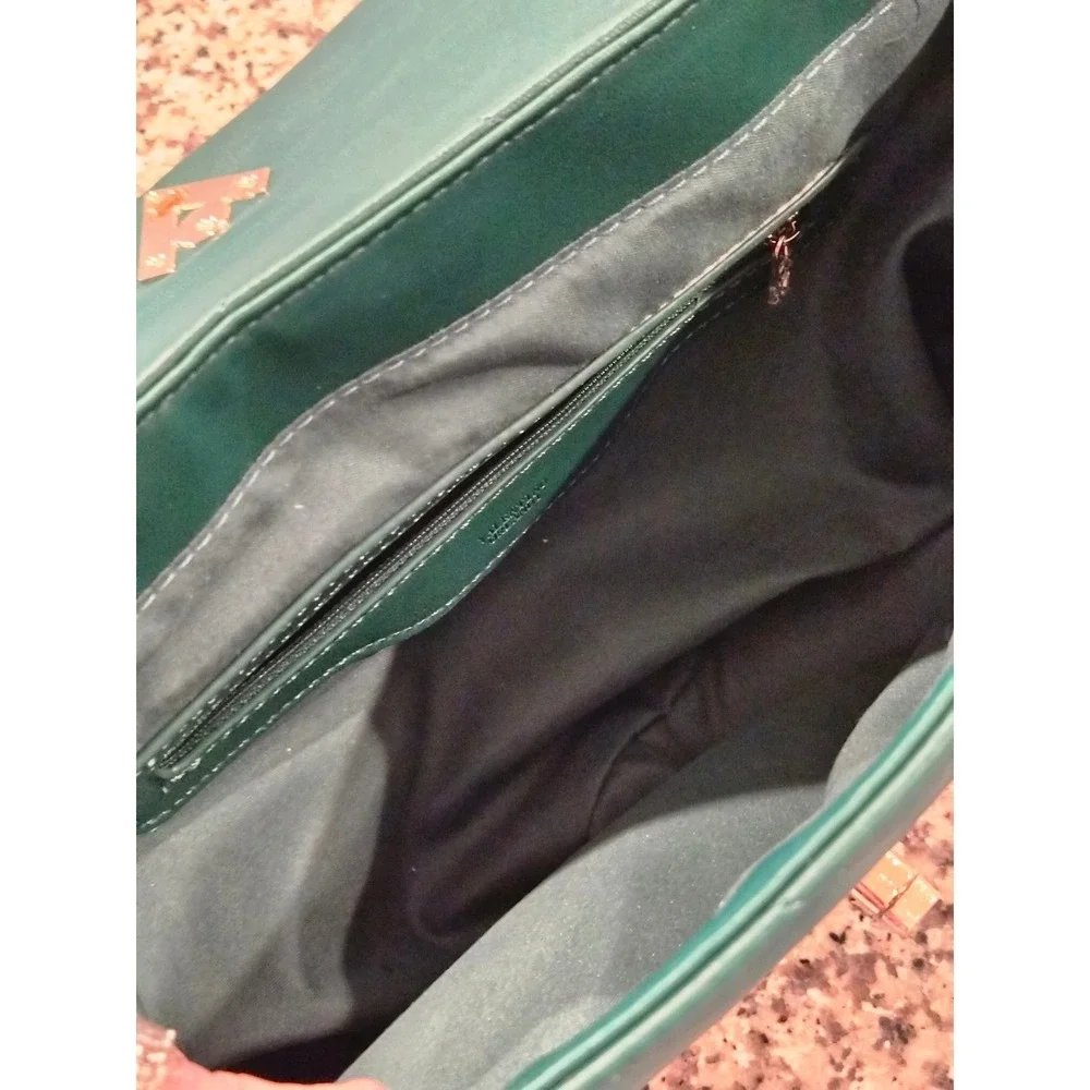 Valentino Orlandi Forest Green Quilted Leather Shoulder Bag V-3009 Italy NWT
